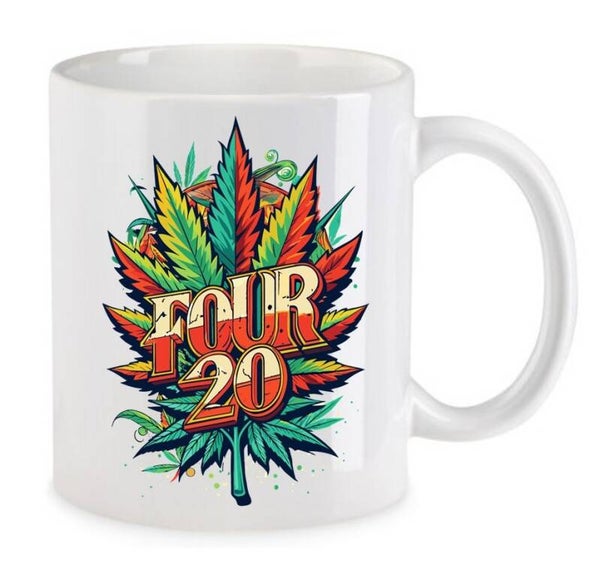 Tasse Weed Cannabis Psychodelic Weiß mit Druck (Siehe Foto) TFBW194
