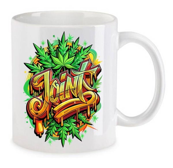 Tasse Weed Cannabis Psychodelic Weiß mit Druck (Siehe Foto) TFBW195