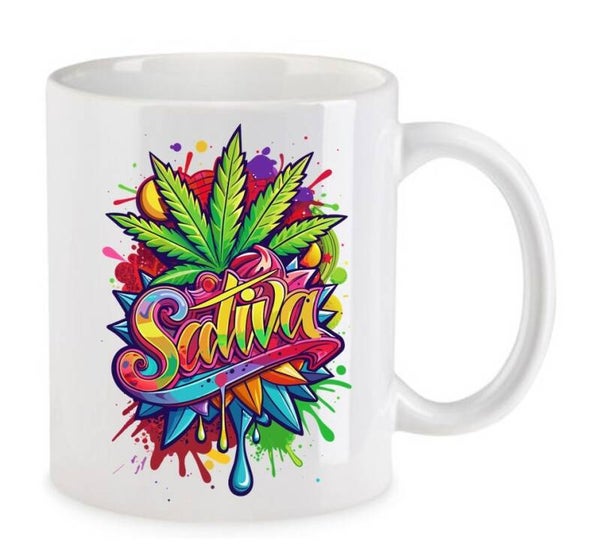 Tasse Weed Cannabis Psychodelic Weiß mit Druck (Siehe Foto) TFBW197