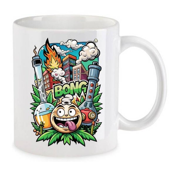 Tasse Weed Cannabis Psychodelic Weiß mit Druck (Siehe Foto) TFBW198