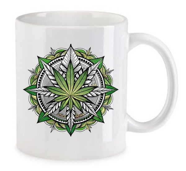 Tasse Weed Cannabis Psychodelic Weiß mit Druck (Siehe Foto) TFBW199