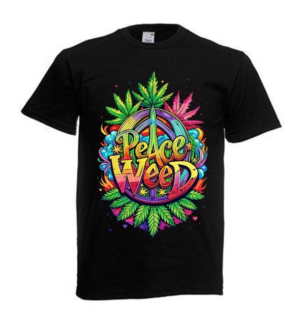 Tshirt Unisex mit Coolen Druck Weed Ganja Hanf Cannabis Psychedelic (Größe & Farbe auswählen) TSFBW202