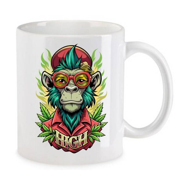 Tasse Weed Cannabis Psychodelic Weiß mit Druck (Siehe Foto) TFBW205