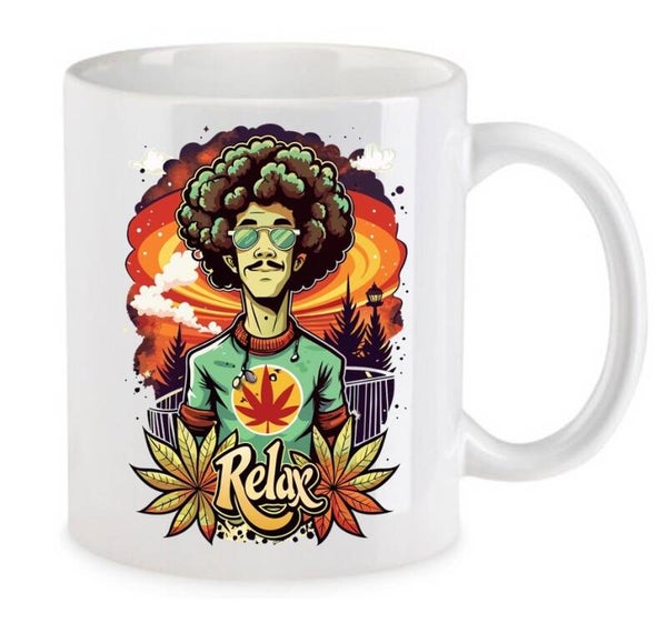 Tasse Weed Cannabis Psychodelic Weiß mit Druck (Siehe Foto) TFBW209