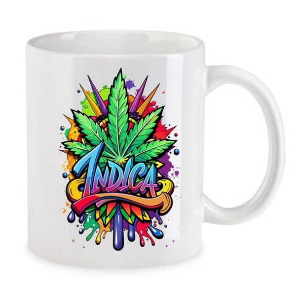 Tasse Weed Cannabis Psychodelic Weiß mit Druck (Siehe Foto) TFBW210
