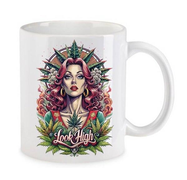 Tasse Weed Cannabis Psychodelic Weiß mit Druck (Siehe Foto) TFBW216