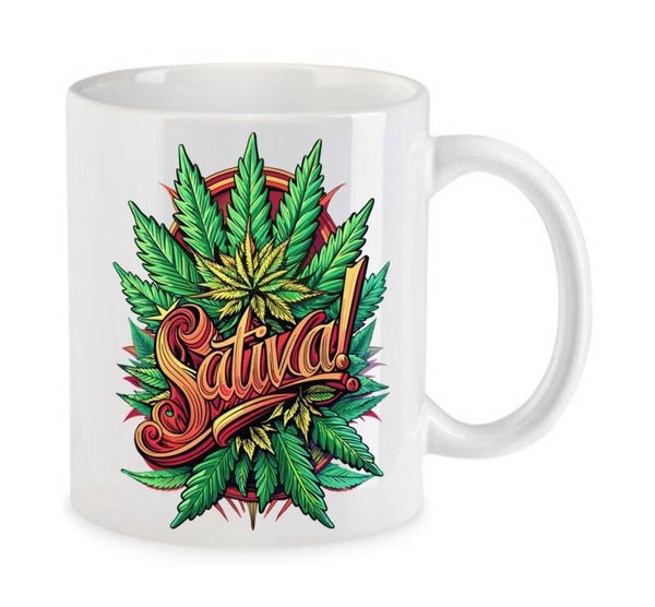 Tasse Weed Cannabis Psychodelic Weiß mit Druck (Siehe Foto) TFBW217