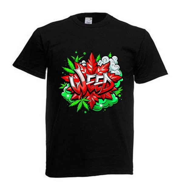 Tshirt Unisex mit Coolen Druck Weed Ganja Hanf Cannabis Psychedelic (Größe & Farbe auswählen) TSFBW218