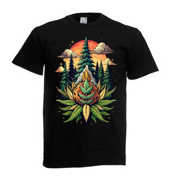 Tshirt Unisex mit Coolen Druck Weed Ganja Hanf Cannabis Psychedelic (Größe & Farbe auswählen) TSFBW219