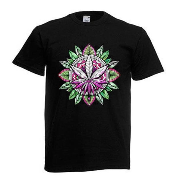 Tshirt Unisex mit Coolen Druck Weed Ganja Hanf Cannabis Psychedelic (Größe & Farbe auswählen) TSFBW220