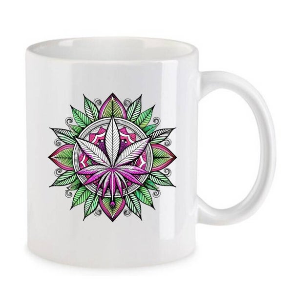Tasse Weed Cannabis Psychodelic Weiß mit Druck (Siehe Foto) TFBW220