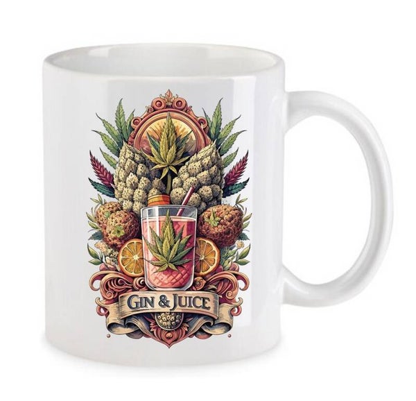 Tasse Weed Cannabis Psychodelic Weiß mit Druck (Siehe Foto) TFBW221