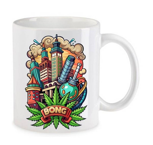 Tasse Weed Cannabis Psychodelic Weiß mit Druck (Siehe Foto) TFBW222
