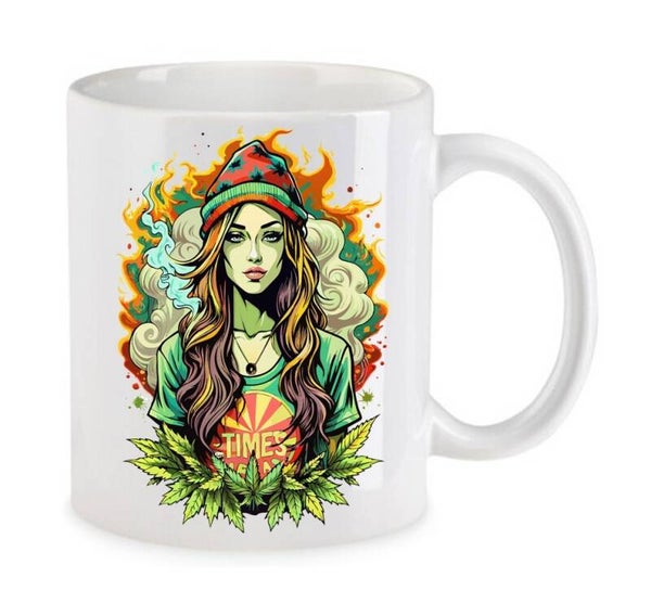 Tasse Weed Cannabis Psychodelic Weiß mit Druck (Siehe Foto) TFBW223