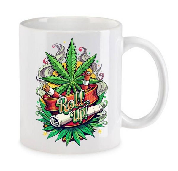 Tasse Weed Cannabis Psychodelic Weiß mit Druck (Siehe Foto) TFBW224