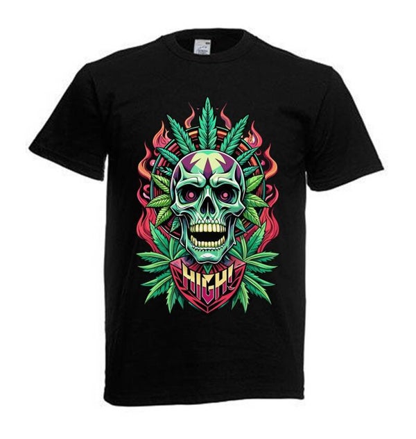 Tshirt Unisex mit Coolen Druck Weed Ganja Hanf Cannabis Psychedelic (Größe & Farbe auswählen) TSFBW225