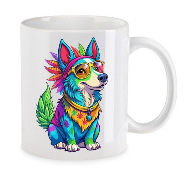 Tasse Weed Cannabis Psychodelic Weiß mit Druck (Siehe Foto) TFBW227
