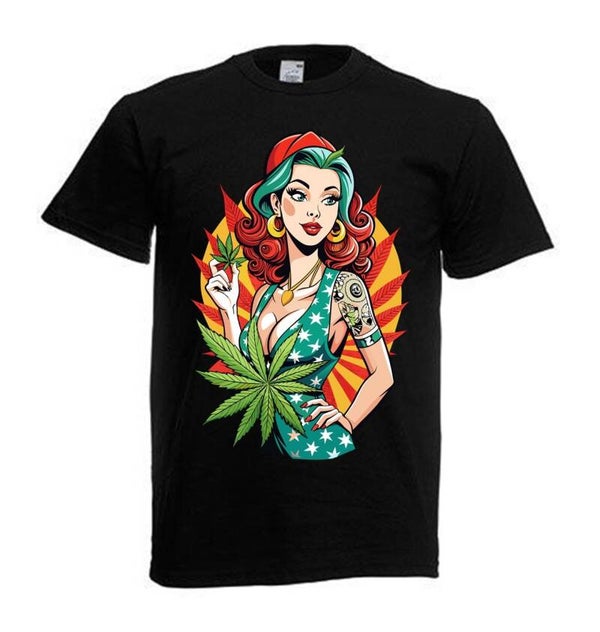 Tshirt Unisex mit Coolen Druck Weed Ganja Hanf Cannabis Psychedelic (Größe & Farbe auswählen) TSFBW228