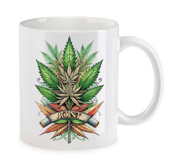 Tasse Weed Cannabis Psychodelic Weiß mit Druck (Siehe Foto) TFBW230