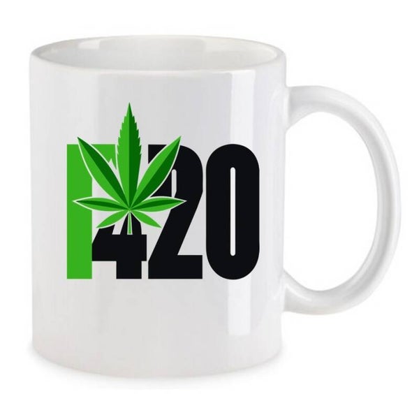 Tasse Weed Cannabis Psychodelic Weiß mit Druck (Siehe Foto) TFBW231