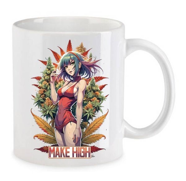 Tasse Weed Cannabis Psychodelic Weiß mit Druck (Siehe Foto) TFBW237