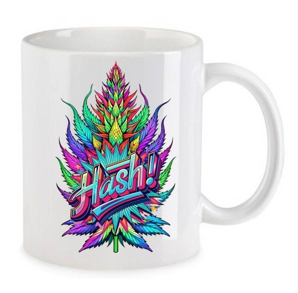 Tasse Weed Cannabis Psychodelic Weiß mit Druck (Siehe Foto) TFBW239
