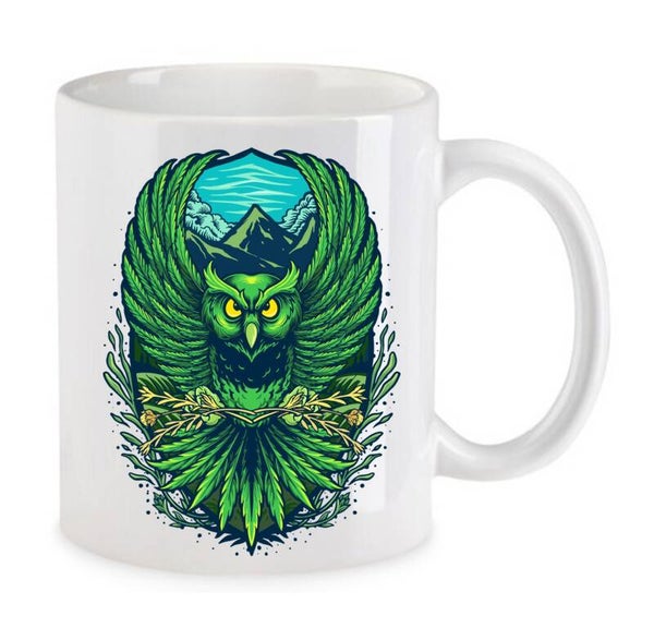 Tasse Weed Cannabis Psychodelic Weiß mit Druck (Siehe Foto) TFBW24