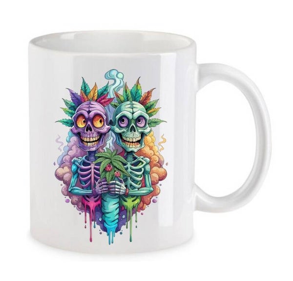 Tasse Weed Cannabis Psychodelic Weiß mit Druck (Siehe Foto) TFBW242