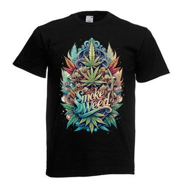 Tshirt Unisex mit Coolen Druck Weed Ganja Hanf Cannabis Psychedelic (Größe & Farbe auswählen) TSFBW243