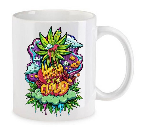 Tasse Weed Cannabis Psychodelic Weiß mit Druck (Siehe Foto) TFBW244