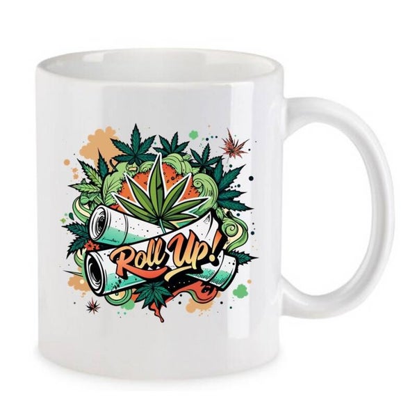 Tasse Weed Cannabis Psychodelic Weiß mit Druck (Siehe Foto) TFBW245