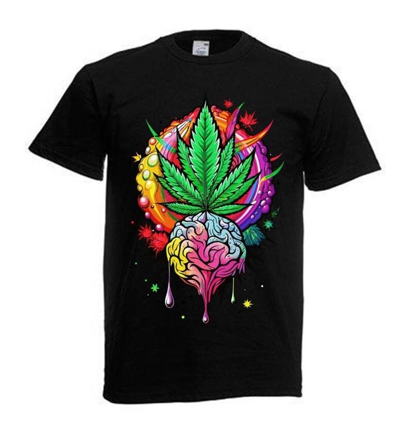 Tshirt Unisex mit Coolen Druck Weed Ganja Hanf Cannabis Psychedelic (Größe & Farbe auswählen) TSFBW246