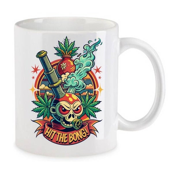 Tasse Weed Cannabis Psychodelic Weiß mit Druck (Siehe Foto) TFBW247