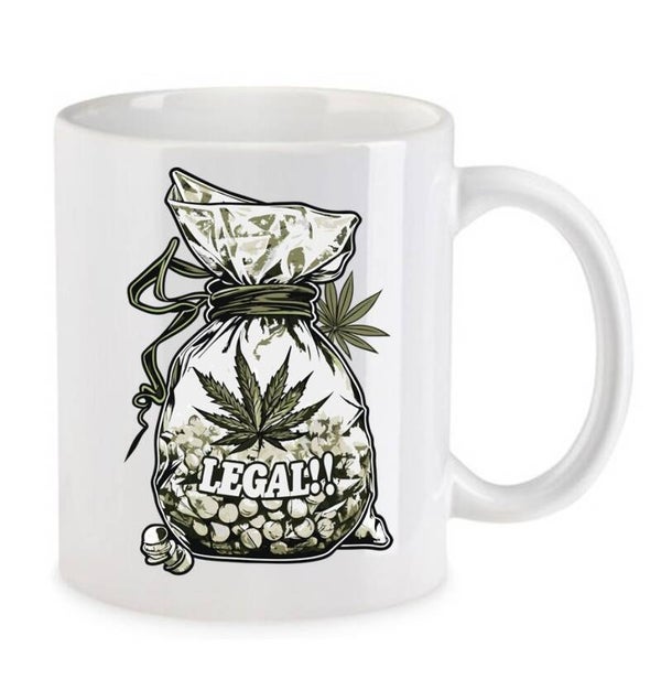 Tasse Weed Cannabis Psychodelic Weiß mit Druck (Siehe Foto) TFBW250