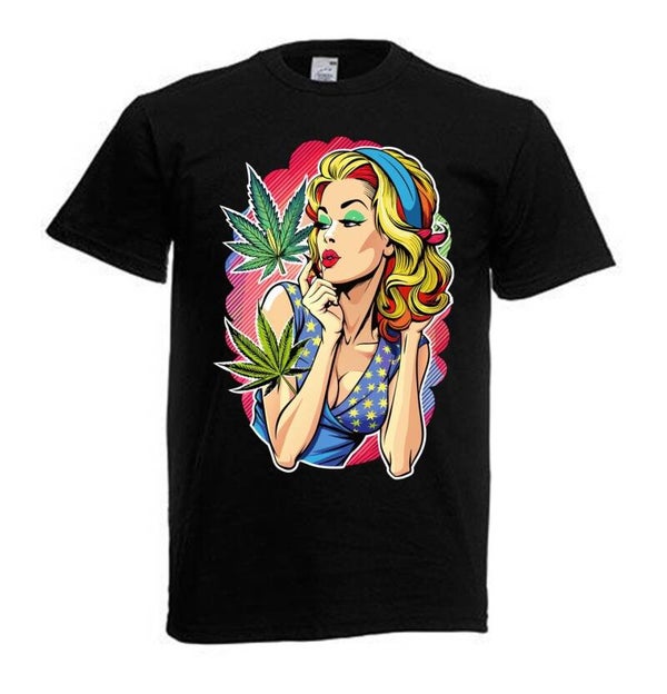 Tshirt Unisex mit Coolen Druck Weed Ganja Hanf Cannabis Psychedelic (Größe & Farbe auswählen) TSFBW254