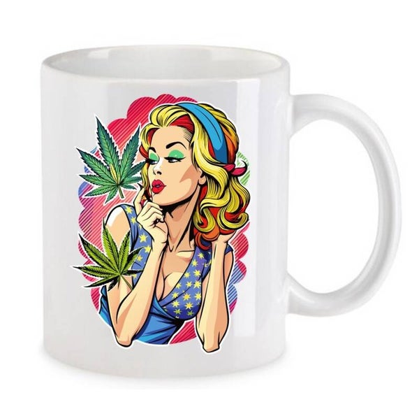 Tasse Weed Cannabis Psychodelic Weiß mit Druck (Siehe Foto) TFBW254