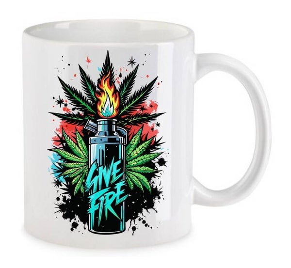 Tasse Weed Cannabis Psychodelic Weiß mit Druck (Siehe Foto) TFBW256