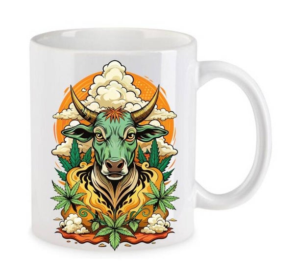 Tasse Weed Cannabis Psychodelic Weiß mit Druck (Siehe Foto) TFBW258