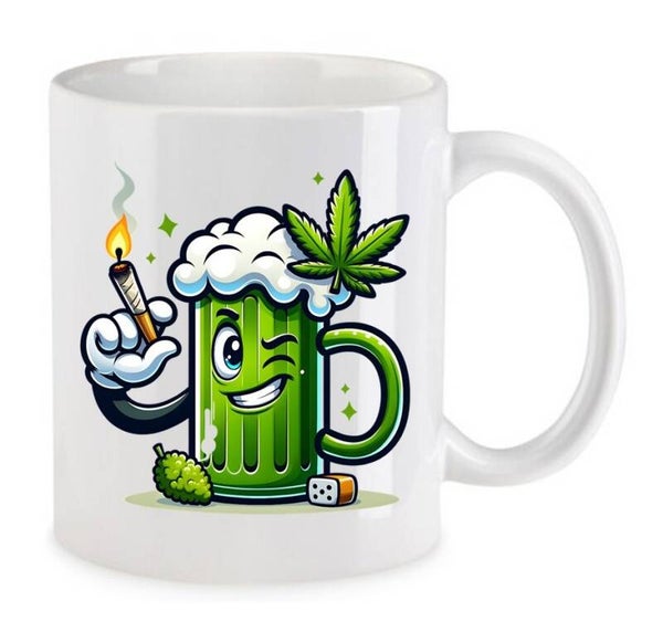 Tasse Weed Cannabis Psychodelic Weiß mit Druck (Siehe Foto) TFBW277