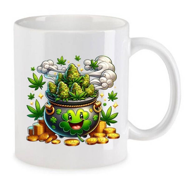 Tasse Weed Cannabis Psychodelic Weiß mit Druck (Siehe Foto) TFBW278
