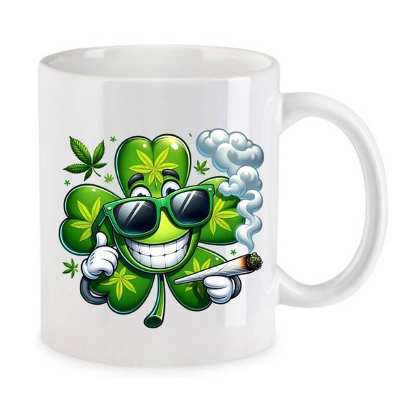 Tasse Weed Cannabis Psychodelic Weiß mit Druck (Siehe Foto) TFBW279