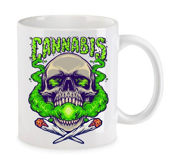 Tasse Weed Cannabis Psychodelic Weiß mit Druck (Siehe Foto) TFBW28