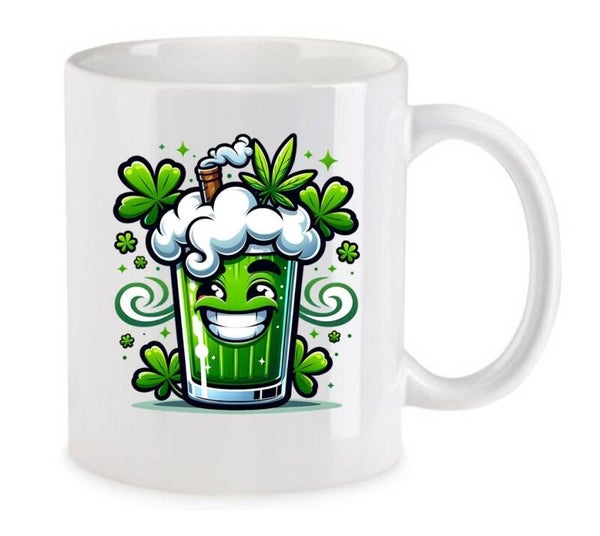 Tasse Weed Cannabis Psychodelic Weiß mit Druck (Siehe Foto) TFBW282