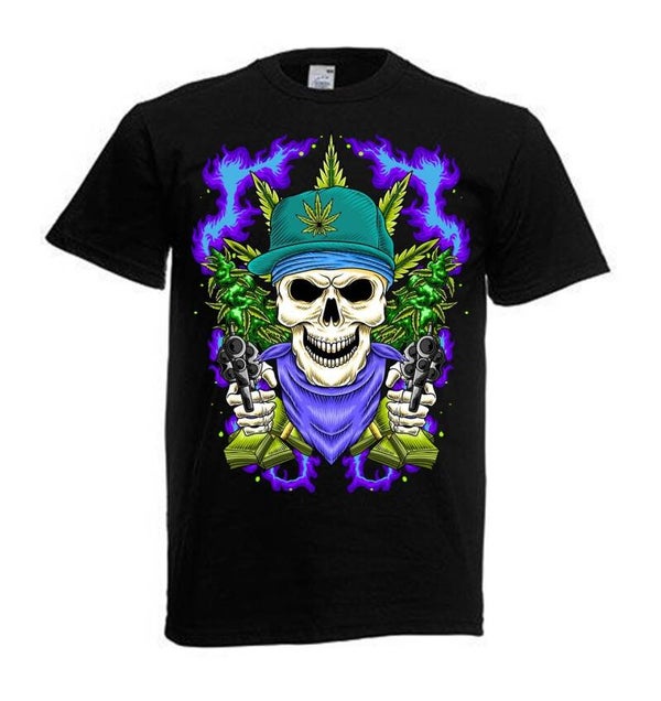 Tshirt Unisex mit Coolen Druck Weed Ganja Hanf Cannabis Psychedelic (Größe & Farbe auswählen) TSFBW29