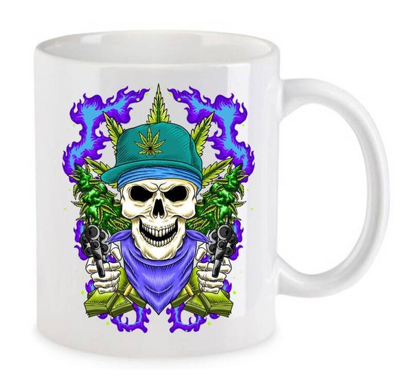 Tasse Weed Cannabis Psychodelic Weiß mit Druck (Siehe Foto) TFBW29
