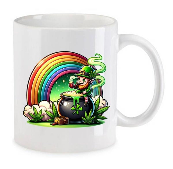 Tasse Weed Cannabis Psychodelic Weiß mit Druck (Siehe Foto) TFBW290