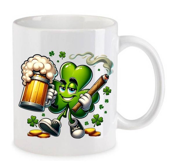 Tasse Weed Cannabis Psychodelic Weiß mit Druck (Siehe Foto) TFBW296
