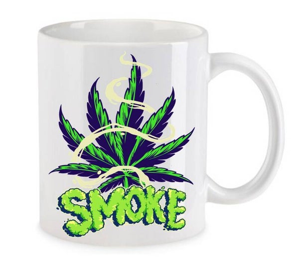 Tasse Weed Cannabis Psychodelic Weiß mit Druck (Siehe Foto) TFBW30