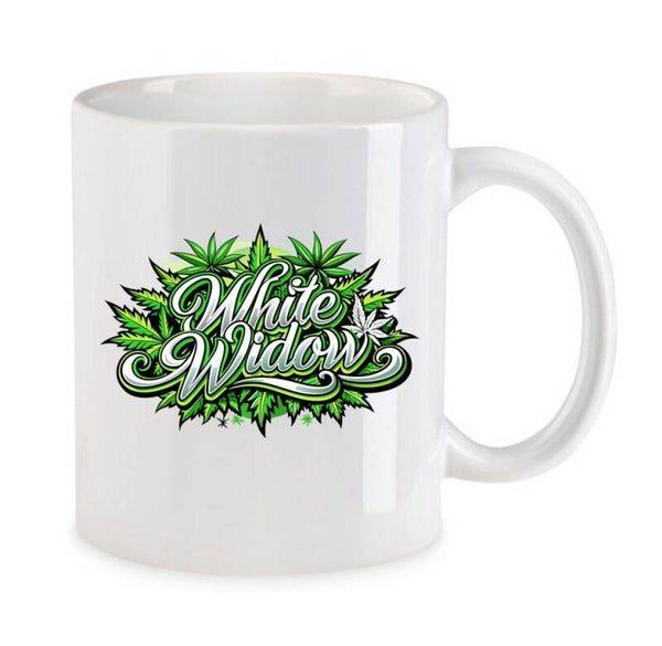 Tasse Weed Cannabis Psychodelic Weiß mit Druck (Siehe Foto) TFBW308