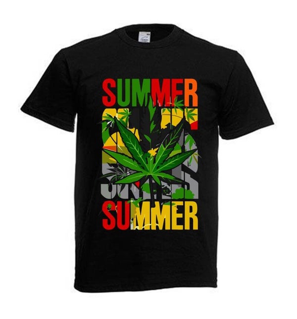 Tshirt Unisex mit Coolen Druck Weed Ganja Hanf Cannabis Psychedelic (Größe & Farbe auswählen) TSFBW309